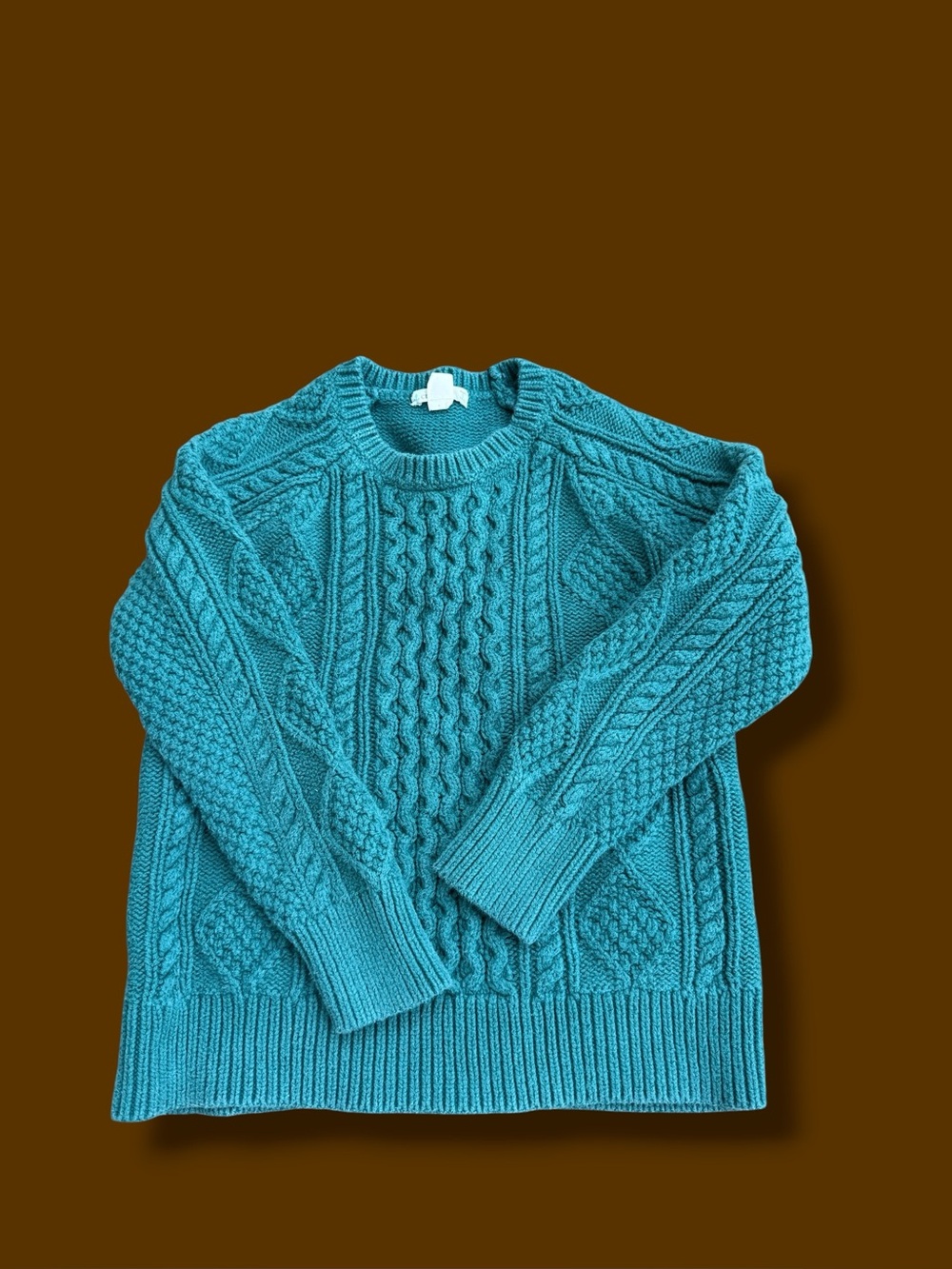 Kids Crewcuts Teal Cable-Knit Crewneck Sweater